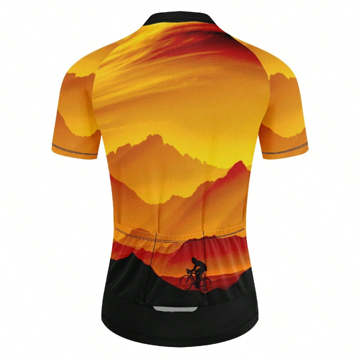 Max Storm Cycling Jersey Man Mountain Bike Clothing Quick-Dry Racing MTB Bicycle Clothes Uniform Breathale Cycling Clothing Wear Sunset Mountains Graphic