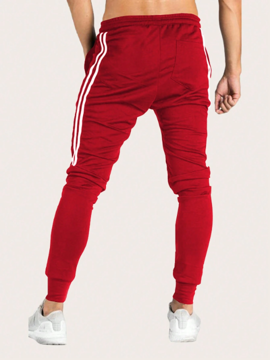 Manfinity Sporsity Men's Loose Fit Sweatpants With Drawstring Waist & Contrast Side Tape Detail