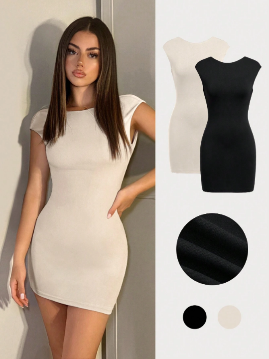 BAE Women's Solid Color Backless Bodycon Dress