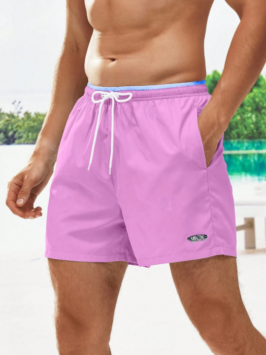 Manfinity Swimmode Men's Casual Drawstring Beach Shorts For Summer