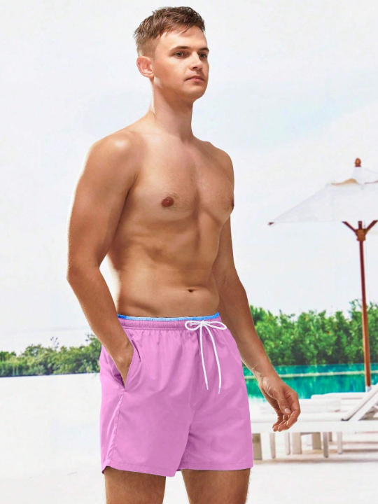 Manfinity Swimmode Men's Casual Drawstring Beach Shorts For Summer