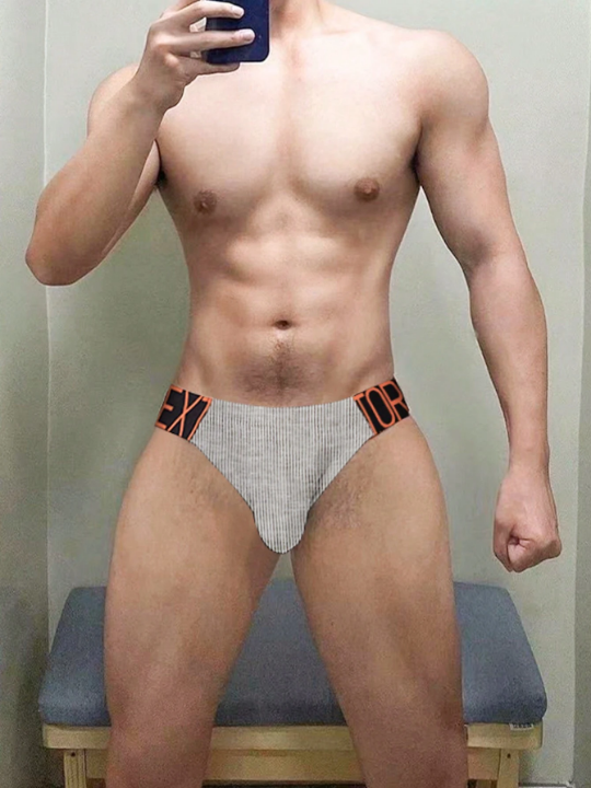 Men's 3pcs Sexy High-Slit Sporty Butt Lifter Breathable Comfortable Triangle Underwear For Workout