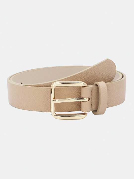 1pc Women's Multi-Color Pu Western Style Belt With Gold Buckle For Daily Use With Dress, Denim Pants, Etc.