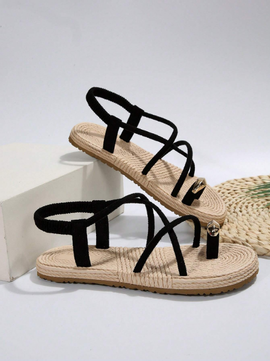 Women's Light Anti-Skid Rope Bottom Round Toe Sandals,Simple Style For Daily Wear In Summer