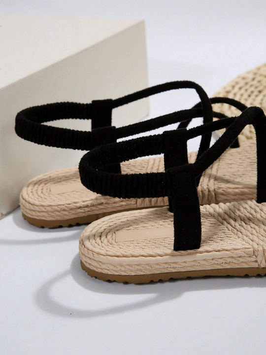 Women's Light Anti-Skid Rope Bottom Round Toe Sandals,Simple Style For Daily Wear In Summer