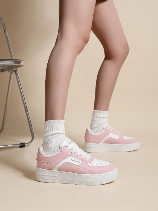 Women's Spring/Summer Casual Shoes With Thick Soles, High-Top Lace-Up Sneakers For Students