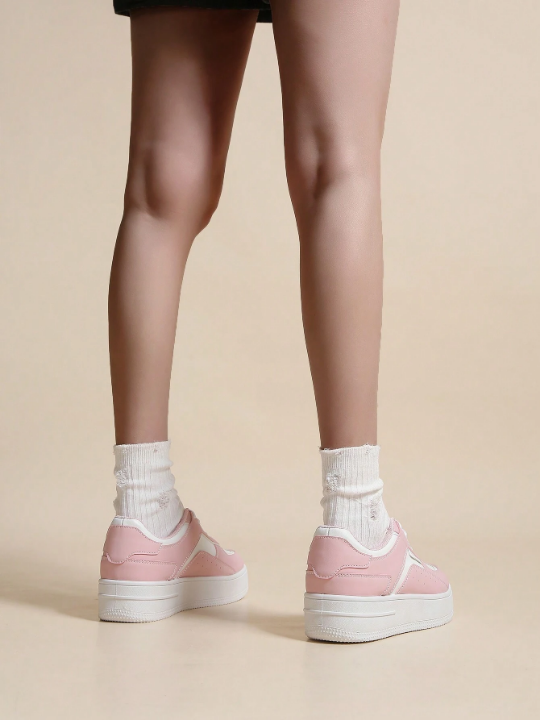 Women's Spring/Summer Casual Shoes With Thick Soles, High-Top Lace-Up Sneakers For Students