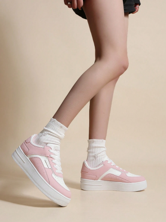 Women's Spring/Summer Casual Shoes With Thick Soles, High-Top Lace-Up Sneakers For Students