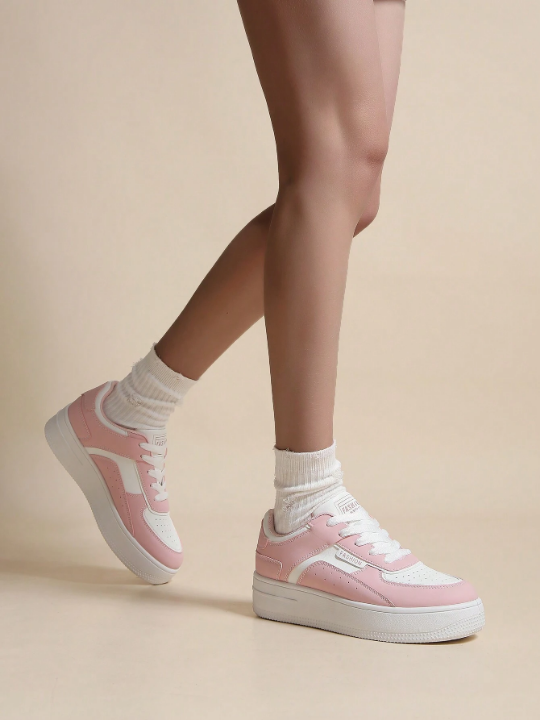 Women's Spring/Summer Casual Shoes With Thick Soles, High-Top Lace-Up Sneakers For Students