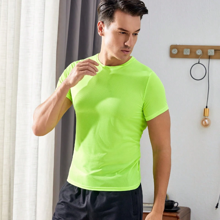 2pcs/Set Men's Sports Loose Fit Training Gym Football Basketball Running T-Shirt