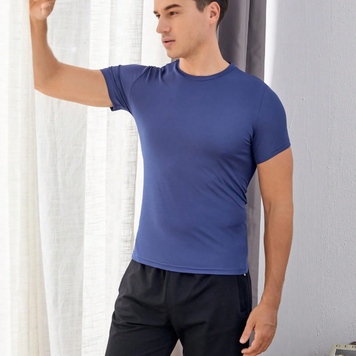 Men's 4pcs/Set Sports Round Neck Loose Short Sleeve T-Shirt Suitable For Gym, Football, Basketball, Training And Running