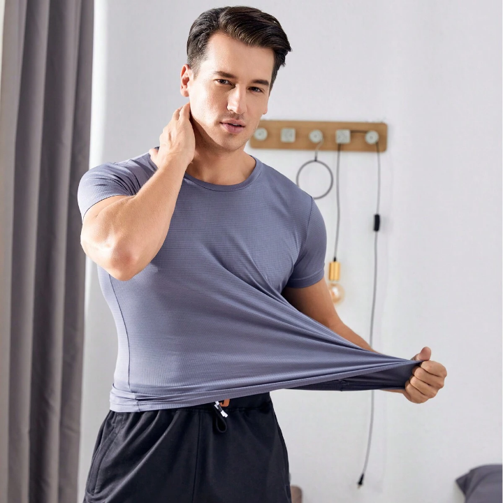 Men's 4pcs Sports Loose Fit Round Neck Short Sleeve T-Shirt Set Suitable For Gym, Football, Basketball, Running Training