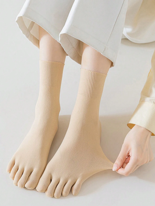 5pairs Women's Thin Breathable Toe Socks For Spring And Summer