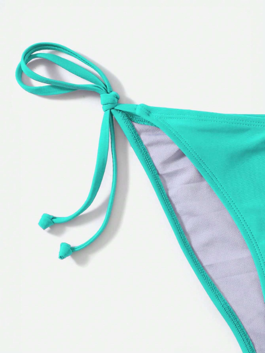 Swim Basics Solid Triangle Tie Side Bikini Swimsuit