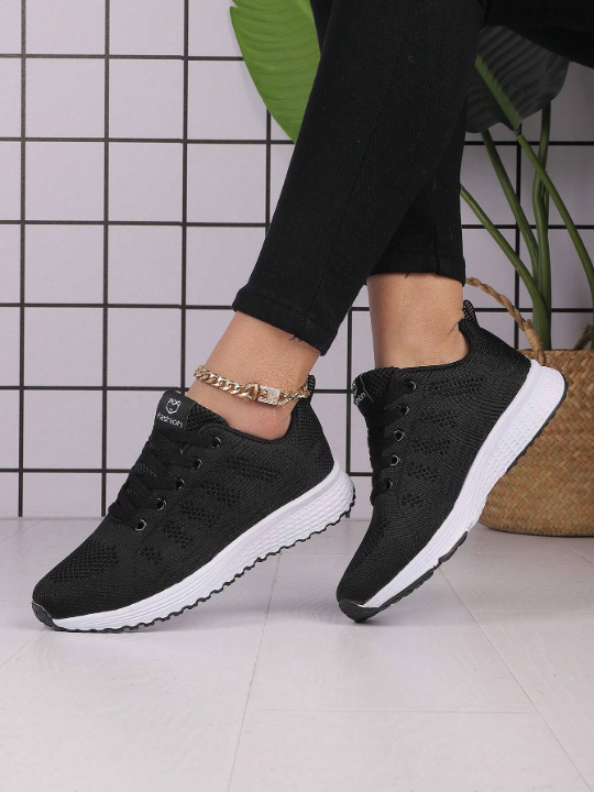 Women's Lightweight Mesh Athletic Shoes, Breathable Lace-Up Running Shoes, Casual And Fashionable Sneakers