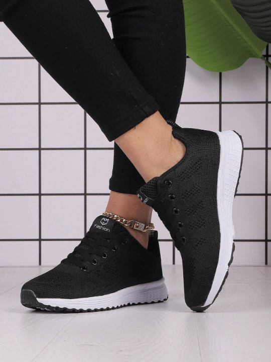 Women's Lightweight Mesh Athletic Shoes, Breathable Lace-Up Running Shoes, Casual And Fashionable Sneakers