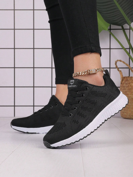 Women's Lightweight Mesh Athletic Shoes, Breathable Lace-Up Running Shoes, Casual And Fashionable Sneakers