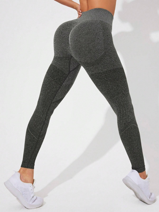 Color Blocking High Elasticity Seamless Sports Leggings