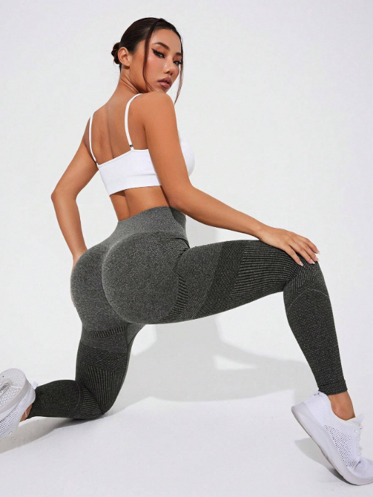 Color Blocking High Elasticity Seamless Sports Leggings