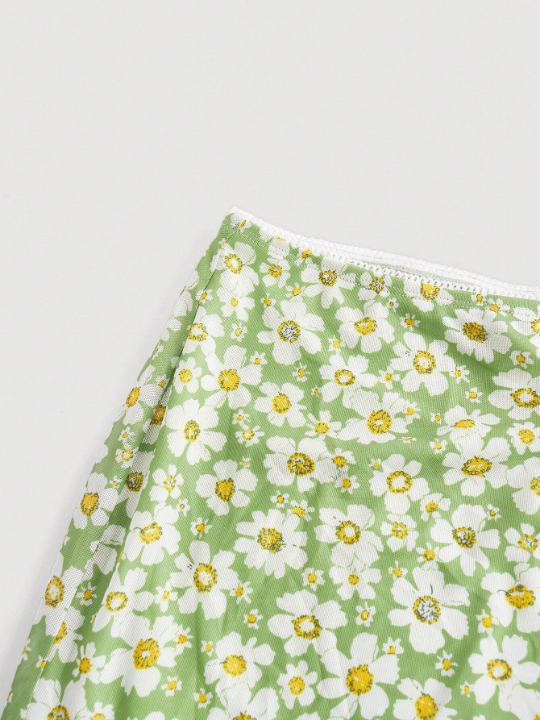 MOD Chiffon Daisy Print Fish Tail Skirt