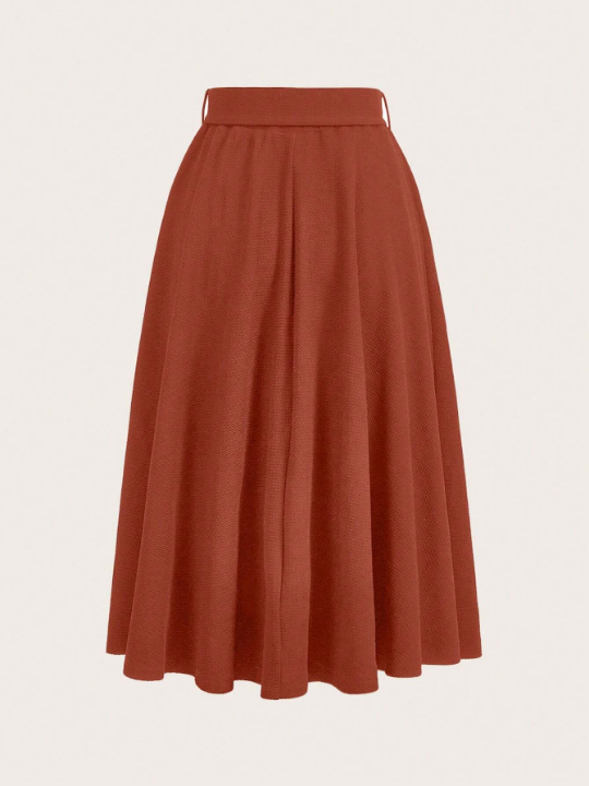 Priv Solid Flare Hem Belted Skirt