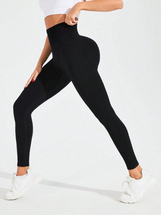 Women's Solid Color Wide Waist Yoga Leggings