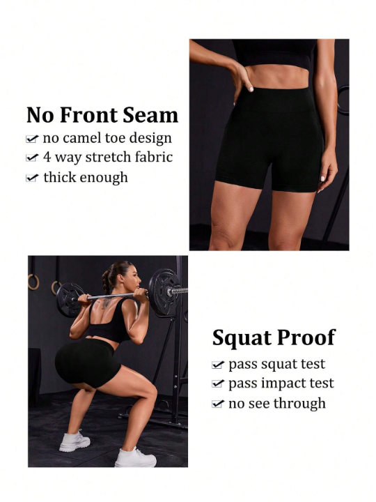 Yoga Basic Seamless High Elastic Workout Yoga Shorts With Pockets