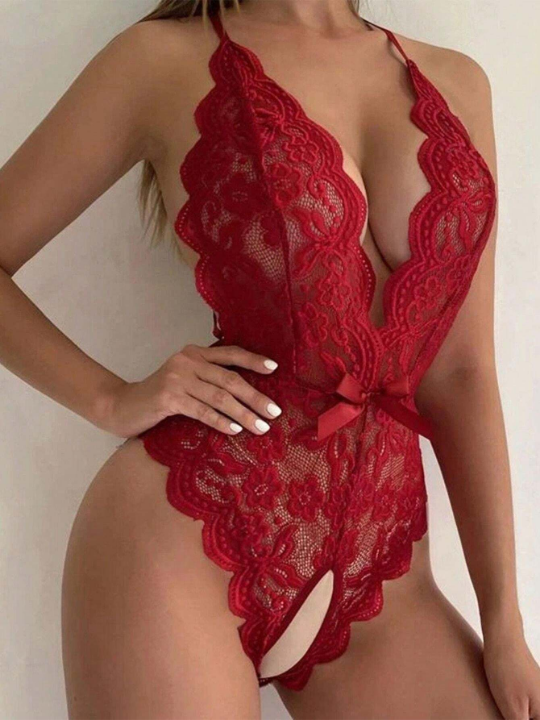 Cross Backless Lace Open-Crotch Sexy Bodysuit
