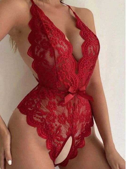 Cross Backless Lace Open-Crotch Sexy Bodysuit