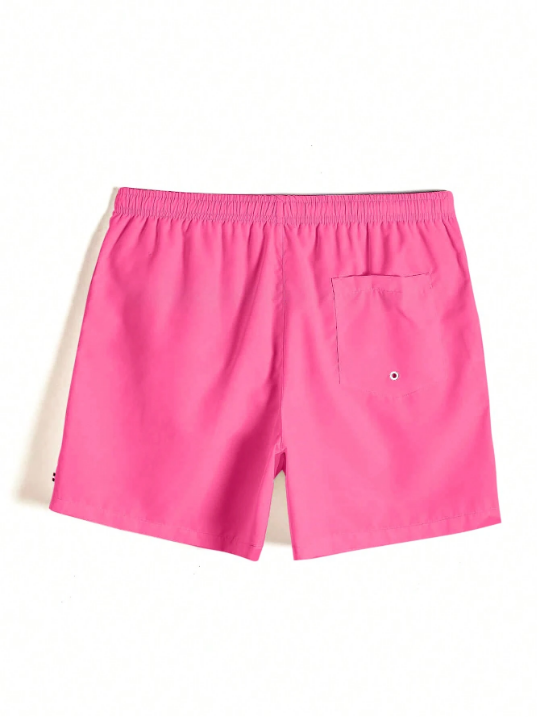 Manfinity Men's Solid Color Simple Drawstring Beach Shorts