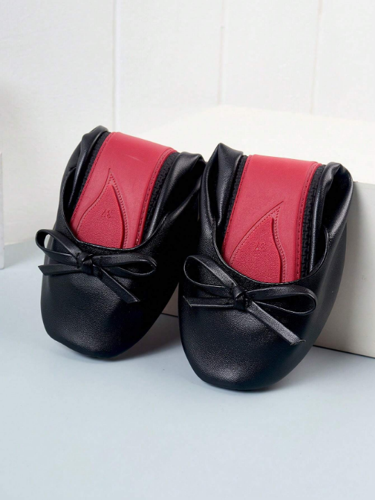 Fashionable Foldable Flat Shoes For Women, Soft & Comfortable, Red Bottom