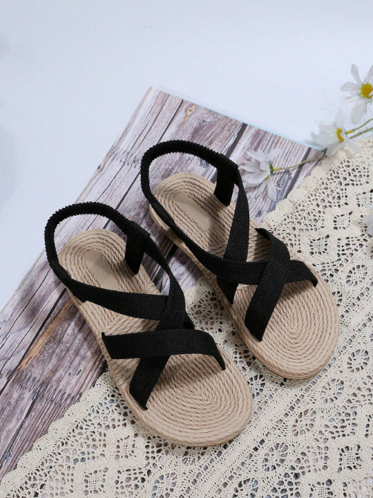 Women's Anti- Rope Sole Lightweight Round Toe Sandals, Simple Style Youth Daily Summer Shoes