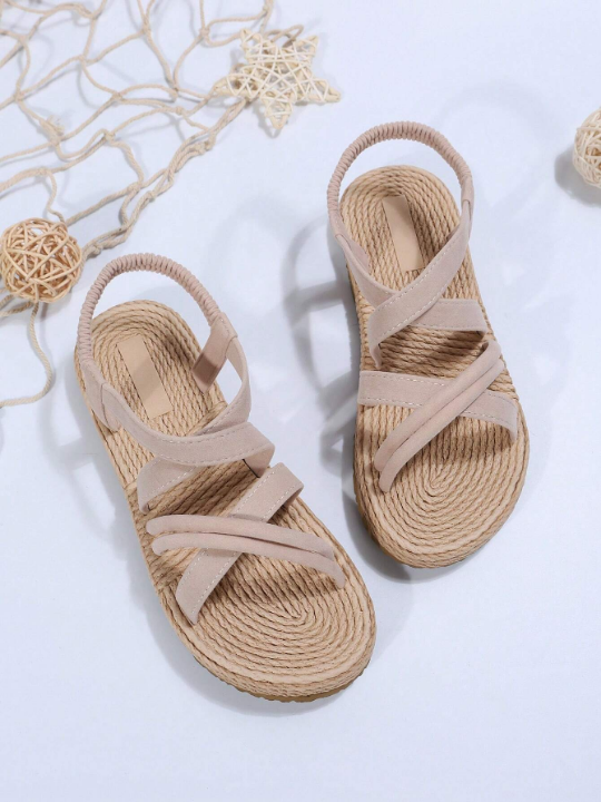 Women's Lightweight Round Toe Anti-Bumblebee Rope Sole Simple Style Daily Summer Sandals For Youth