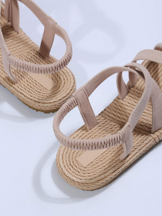 Women's Lightweight Round Toe Anti-Bumblebee Rope Sole Simple Style Daily Summer Sandals For Youth