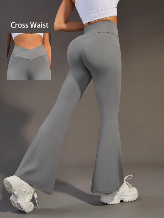 Cross High Waist Flared Sports Pants