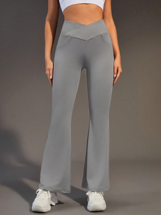 Cross High Waist Flared Sports Pants