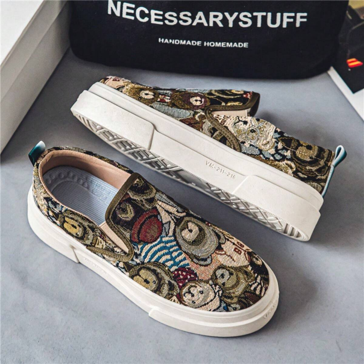 Spring/Summer New Casual Shoes INS Bear Thick-Soled Platform Loafers Cloth Shoes Trendy Men's Shoes