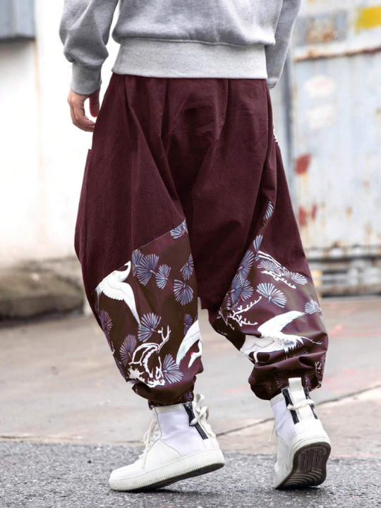 Manfinity Homme Men's Crane Print Harem Pants