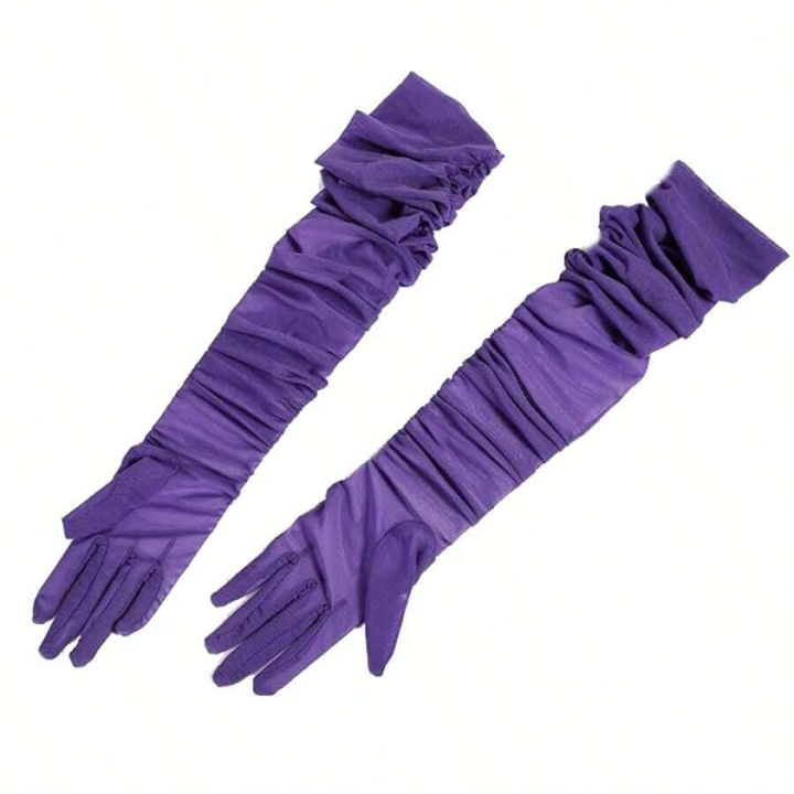 70cm Women Sexy Folds Mesh High Elasticity Extra Long Gloves Fashion Elegant Opera Thin Dress Accessories