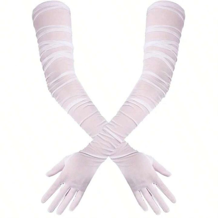 70cm Women Sexy Folds Mesh High Elasticity Extra Long Gloves Fashion Elegant Opera Thin Dress Accessories