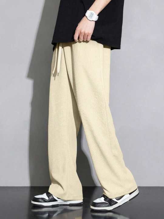 Men Drawstring Waist Straight Leg Pants