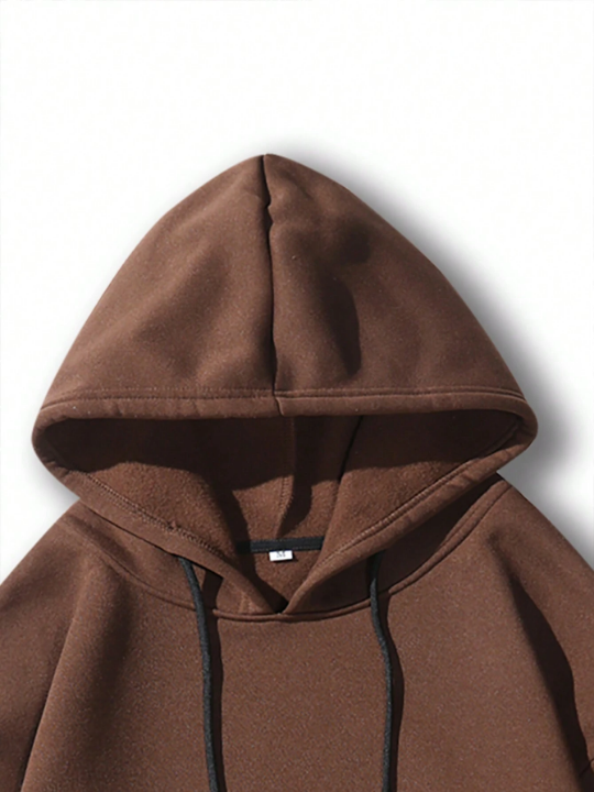Manfinity Basics Men's Solid Color Hooded Sweatshirt With Drawstring