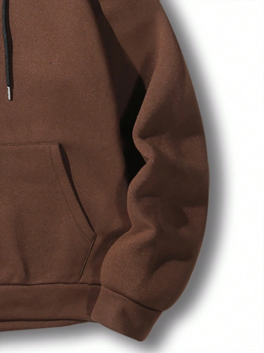 Manfinity Basics Men's Solid Color Hooded Sweatshirt With Drawstring