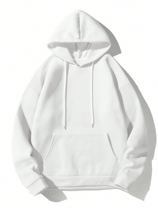 Manfinity Basics Men's Solid Color Drop-Shoulder Long Sleeve Casual Hoodie