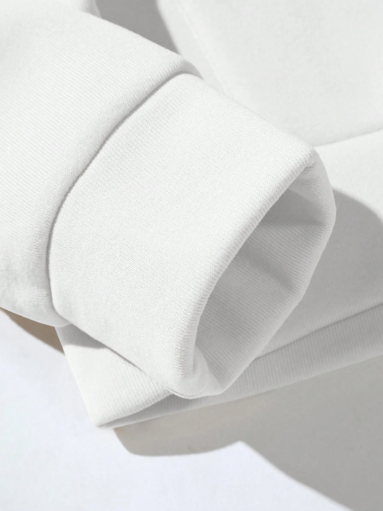 Manfinity Basics Men's Solid Color Drop-Shoulder Long Sleeve Casual Hoodie