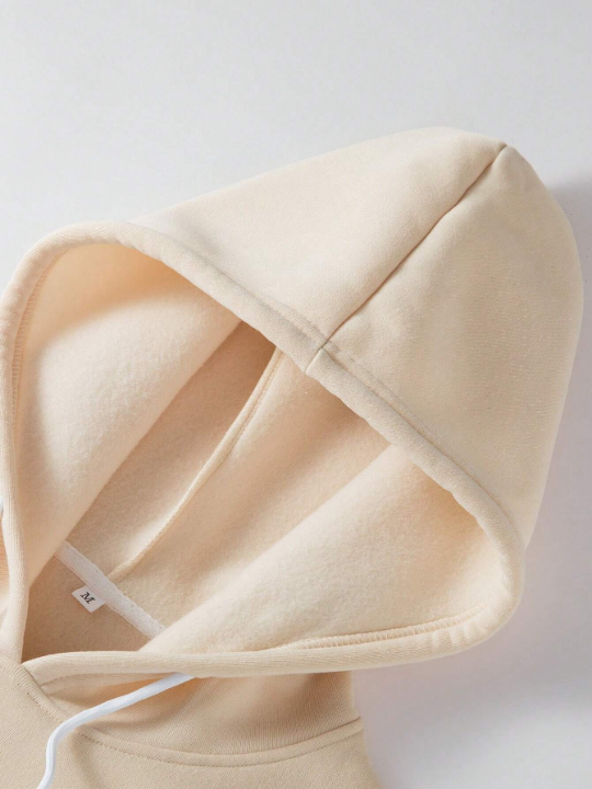 Manfinity Basics Men's Solid Color Hoodie With Kangaroo Pocket And Drawstring, Casual Sports