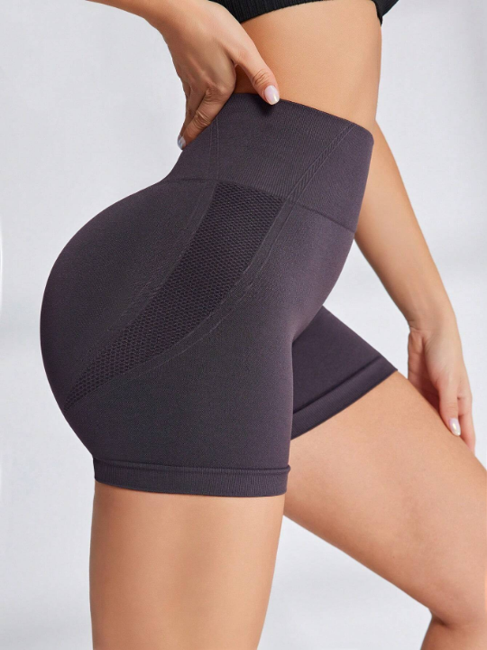 Yoga Basic Elastic And Breathable Sports Shorts With Wide Waistband For Comfort