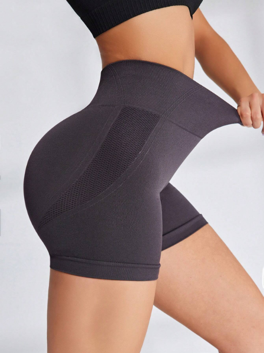 Yoga Basic Elastic And Breathable Sports Shorts With Wide Waistband For Comfort