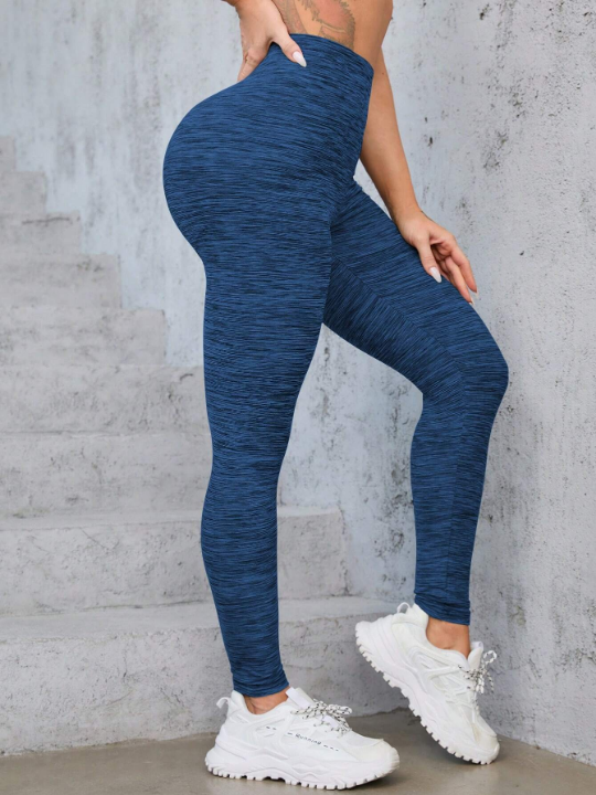 Yoga Trendy Space Dye Wideband Waist Sports Leggings