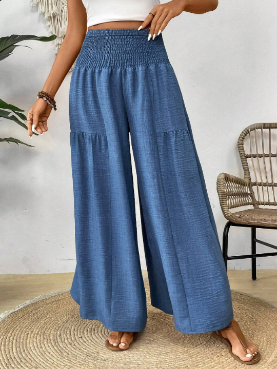 High Waist Texture Design Spring/Summer Casual Wide Leg Pants